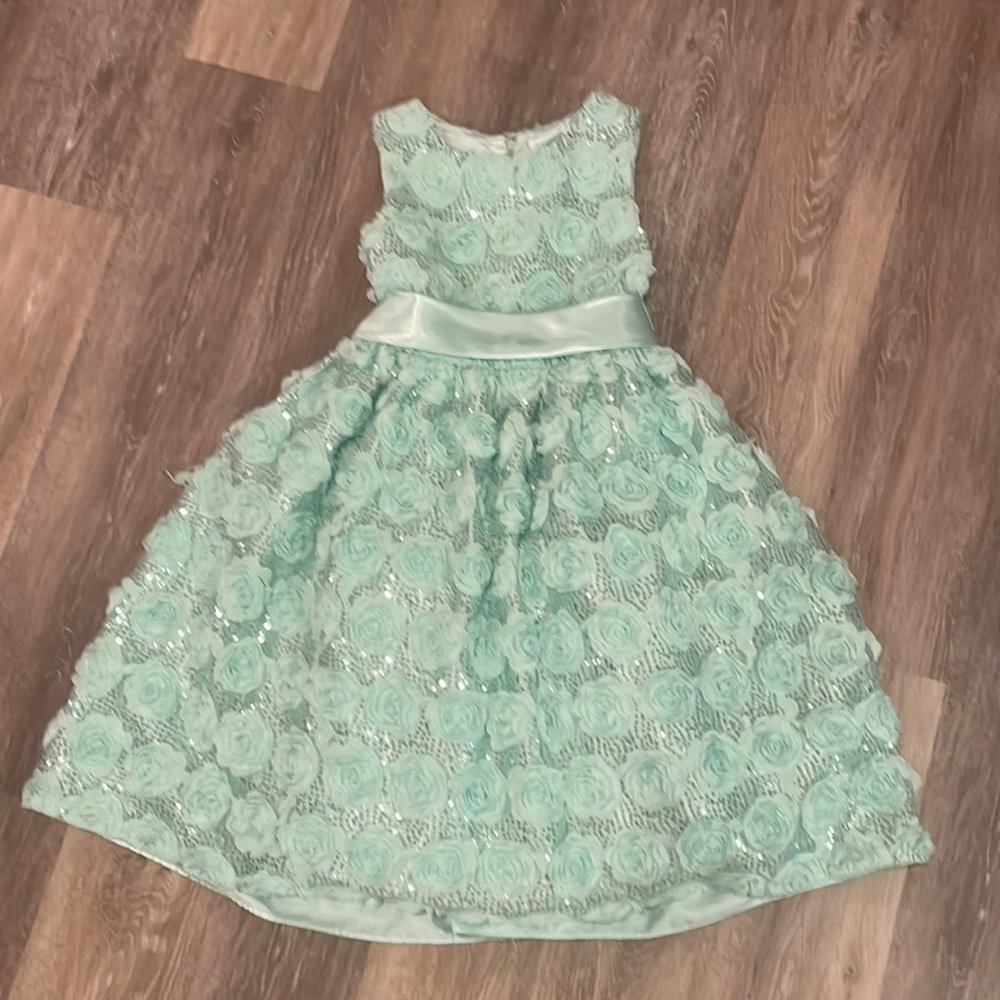 American Princess sea foam green sequin and satin party dress